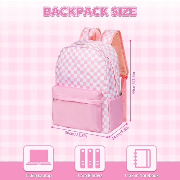 Pink Checkered Backpack - Picture 2 of 7